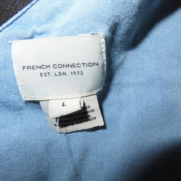 π Denim/Chambray Romper with Bow-tie Back - French Connection (L) β§ - Picture 7 of 8